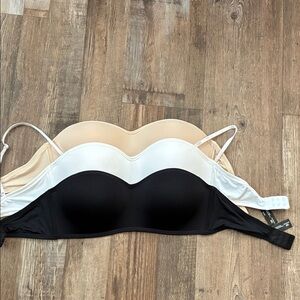 3-Pack Convertible Strapless Bras in Black, White & Nude